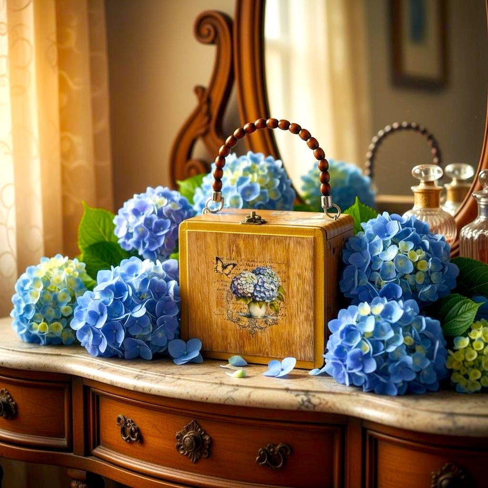 Floral Hand Crafted Cigar Box Purse